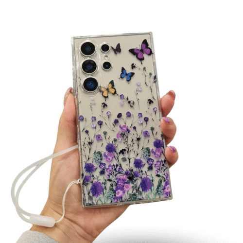 Funda Transparente con Rosas y Mariposas