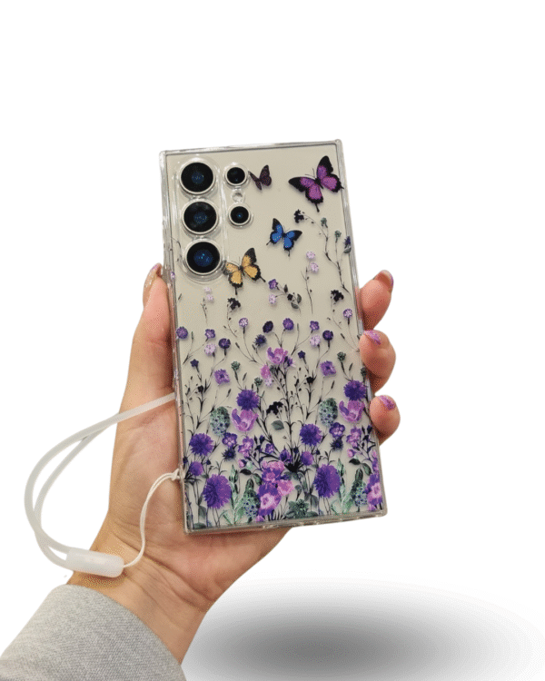 Funda Transparente con Rosas y Mariposas